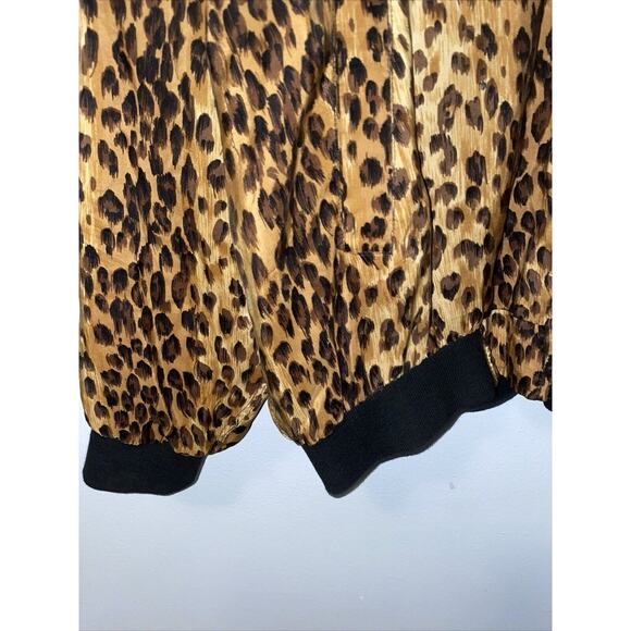 SILK CLUB Women's Size M 100% Silk" Cheetah Print Full Zip Bomber Jacket - Picture 4 of 5